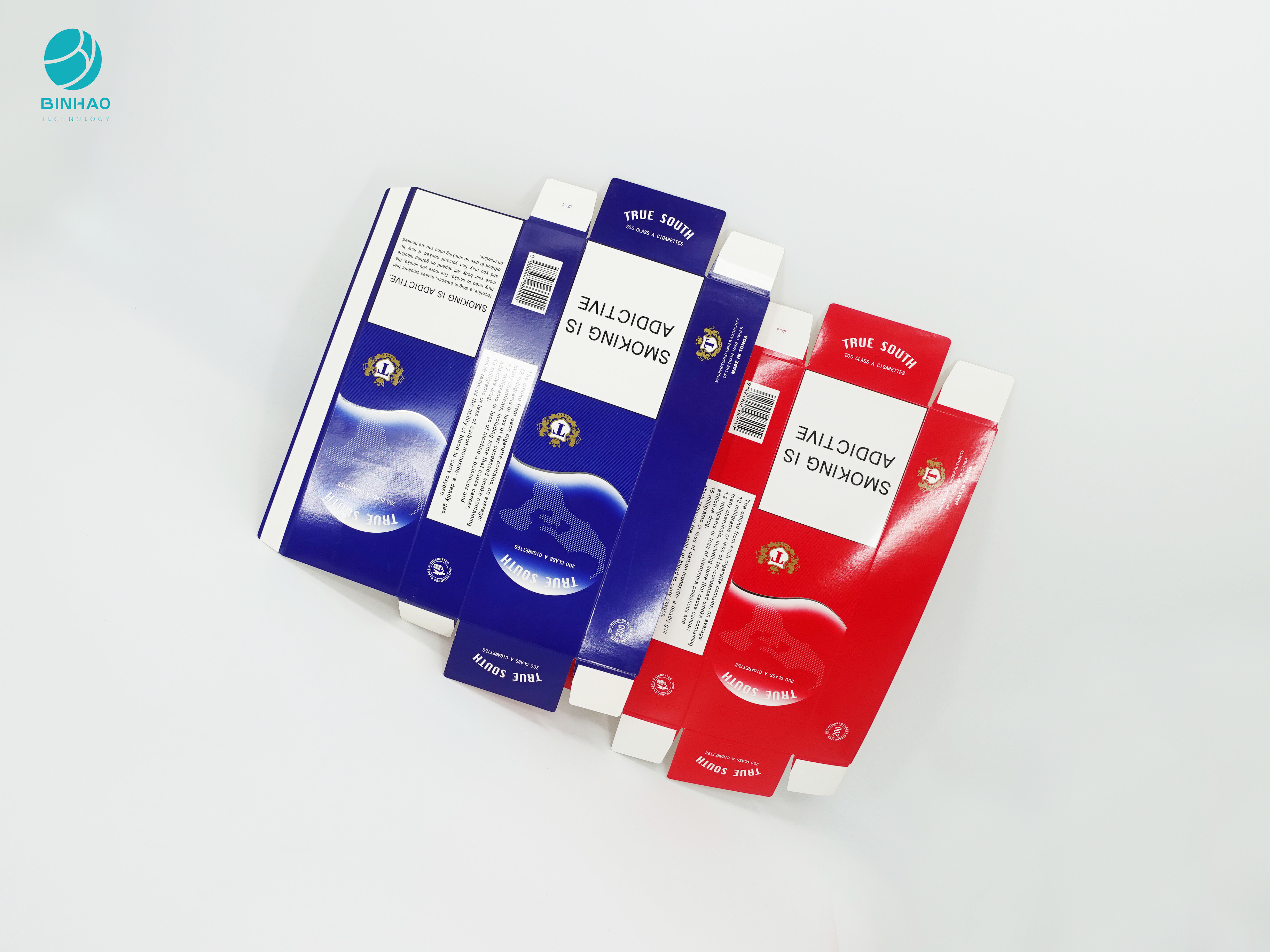 Mavi Kırmızı Serisi Tasarım Sigara Paketi İçin Tek Kullanımlık Dayanıklı Karton Kasa